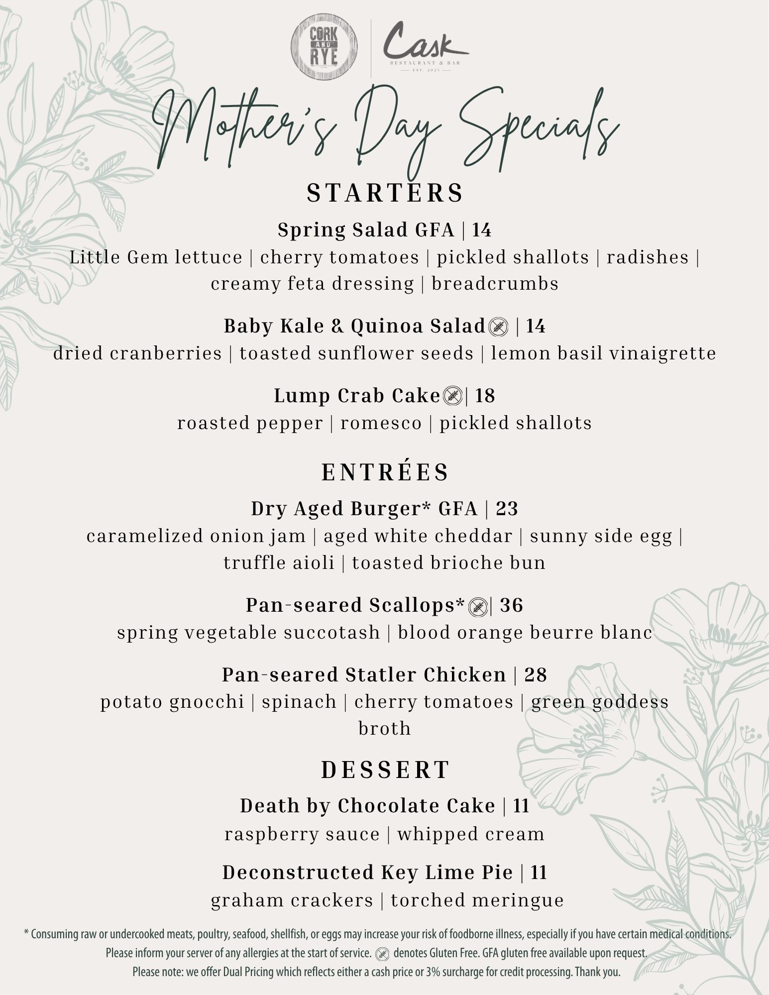 2026 Mother's Day MenuVP